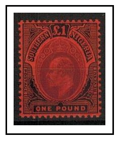 SOUTHERN NIGERIA - 1909 1 purple and black on red fine mint.  SG 44.
