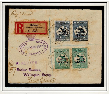 NEW GUINEA - 1917 2/5d rate registered 