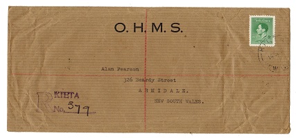 NEW GUINEA - 1937 OHMS 5d rate registered cover from KIETA.