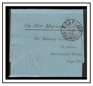 RHODESIA - 1900 use of OHMS folded letter for acknowledgement of medal used at B.S.A.P.CAMP.