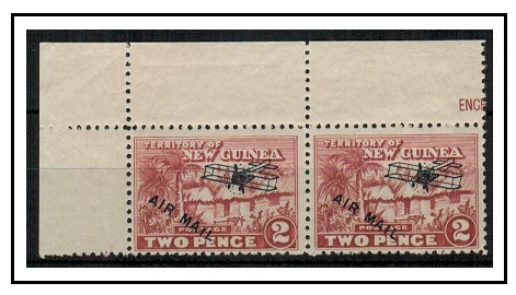 NEW GUINEA - 1931 2d claret mint pair showing the SHORT I IN MAIL on Row 1/1. SG 140.
