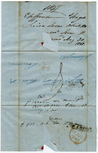 SIERRA LEONE - 1847 outer warpper to UK with SHIP LETTER h/s.