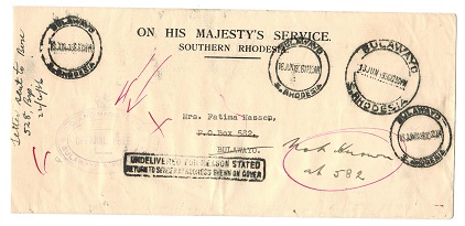 SOUTHERN RHODESIA - 1936 UNDELIVERED FOR REASON STATED h/s
