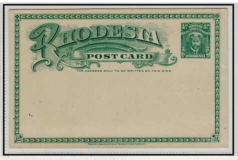 RHODESIA - 1913 1/2d blue green PSC unused with 