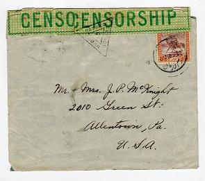 SUDAN - 1940 PASSED BY CENSOR 6 2pi rate cover to USA with green censorship label.