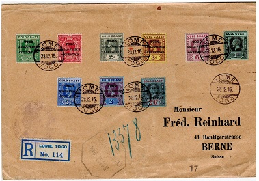TOGO - 1916 scarce French military markings on cover to Switzerland.