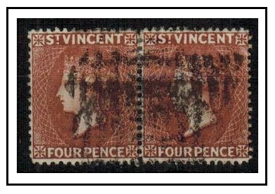 ST.VINCVENT - 1885 4d red-brown used pair.  SG 50.