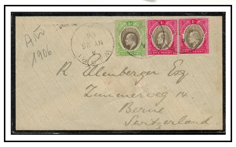 SOUTHERN NIGERIA - 1906 2 1/2d rate cover to Switzerland used at WARRI.