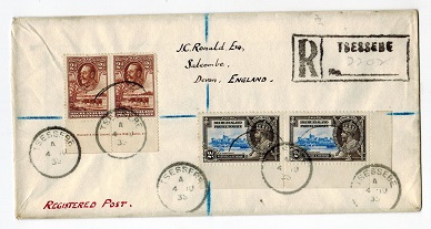 BECHUANALAND - 1935 registered cover to UK with 2d 