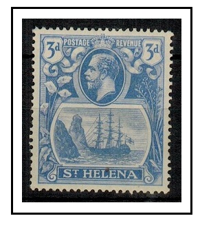 ST.HELENA - 1923 3d bright blue fine mint showing BROKEN MAST variety.  SG 101a.