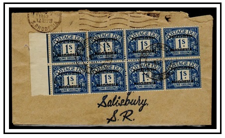 SOUTHERN RHODESIA - 1963 unpaid cover from CAUSEWAY with 1/- postage due block of 8 added.