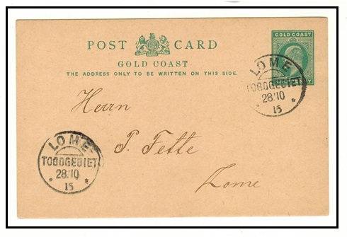 TOGO - 1903 1/2d green PSC of Gold Coast (H&G 5) used at LOME/TOGO.