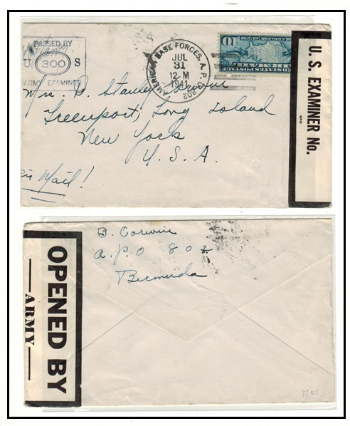 BERMUDA - 1941 censored APO 802. cover to USA from US troops in Bermuda.