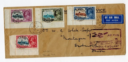 GAMBIA - 1935 set on cover to UK cancelled by BASSE/GAMBIA cds