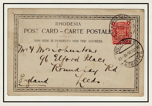 RHODESIA - 1905 1d rate postcard use to UK used at KOPJE.SALISBURY/S.RHODESIA.