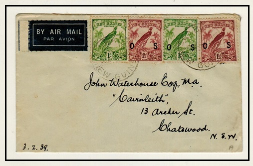 NEW GUINEA - 1939 use of 1d and 1 1/2d 