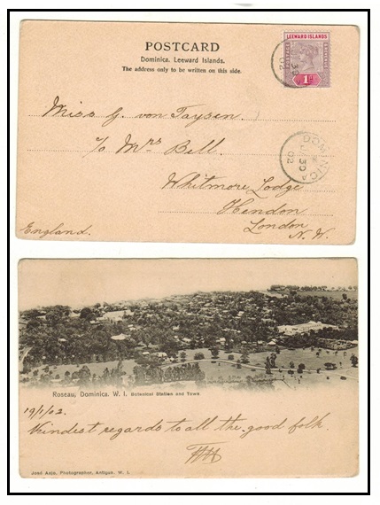 DOMINICA - 1902 1d rate postcard use to UK.