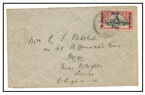 IRAQ - 1921 3a on 1 1/2p rate cover to UK used at BAGHDAD.