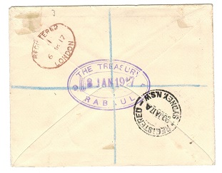 NEW GUINEA - 1917 registered PASSED BY CENSOR/RABUAL cover to UK.