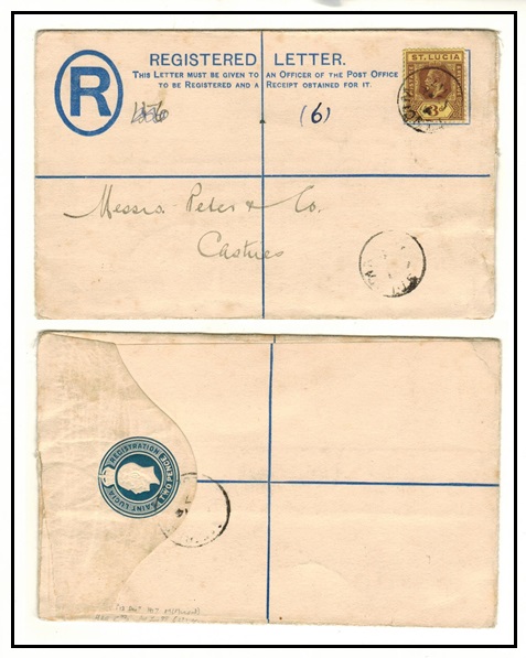 ST.LUCIA - 1912 2d blue RPSE uprated locally at MICOUD.  H&G 3.