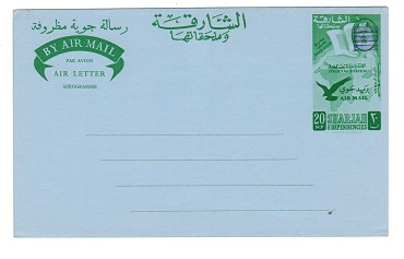 BR.P.O.IN E.A. (Sharjah) - 1966 20np unused airletter with bars. Kessler 7.