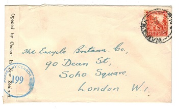 NEW ZEALAND - 1942 censor cover to UK with PASSED BY CENSOR 199 h/s in blue.

