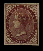 JAMAICA - 1860 1/- IMPRIMATUR in dull brown.