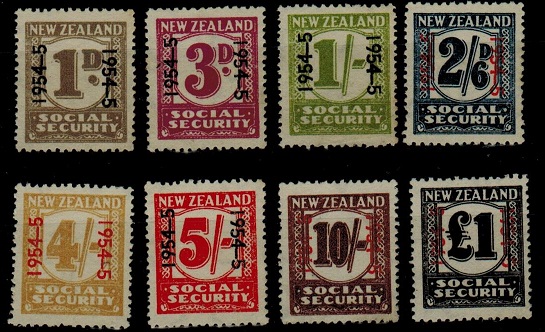 NEW ZEALAND - 1954 SOCIAL SECURITY stamp range to 1 - no gum.