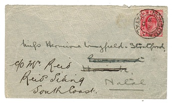 ZULULAND - 1912 cover to Natal with Transvaal 1d tied NONGOMA.