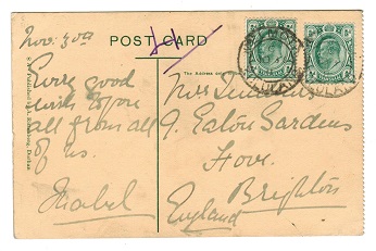ZULULAND - 1911 postcard to UK bearing Transvaal 1/2d pair tied MELMOTH/ZULULAND.