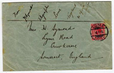 TOGO - 1915 un-overprinted 1d of Gold Goast used on military TELEGRAPH OFFICE cover to UK.