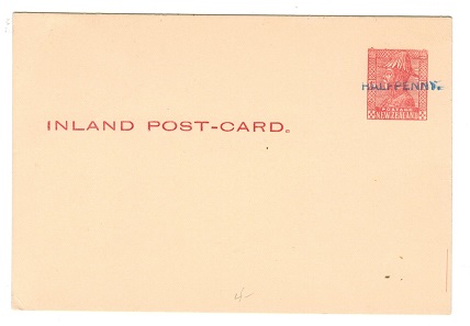 NEW ZEALAND - 1932 1d carmine unused PSC overprinted HALFPENNY. H&G 34.