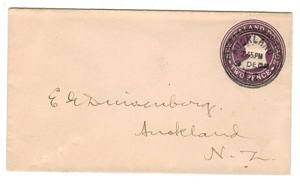 NEW ZEALAND - 1900 2d violet PSE used from AUCKLAND.  H&G 6.