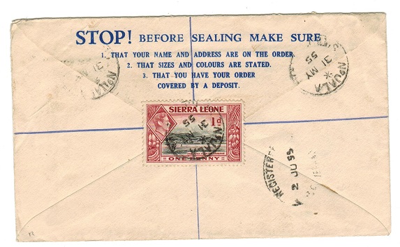 SIERRA LEONE - 1955 registered cover to UK used at NJALA.