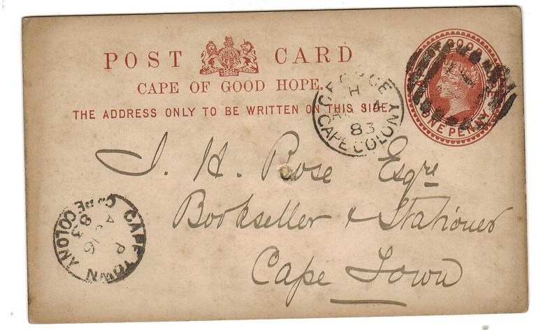 CAPE OF GOOD HOPE - 1882 1d brown PSC used at GEORGE.  H&G 2.