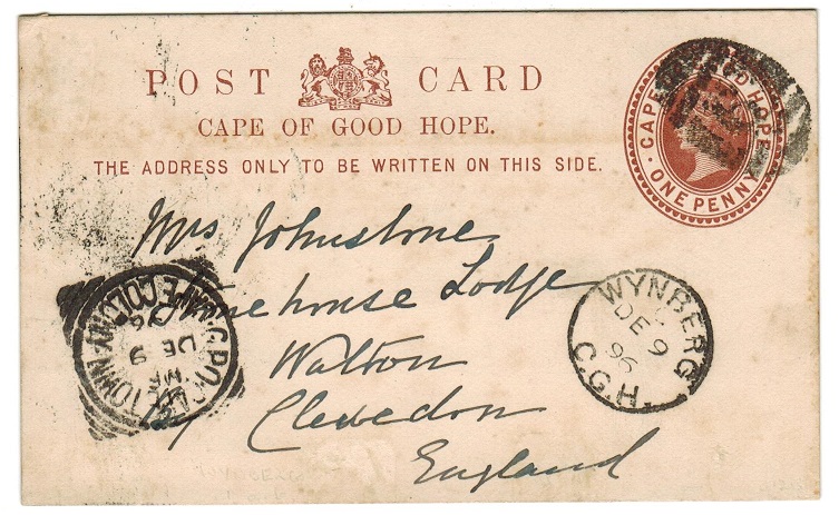 CAPE OF GOOD HOPE - 1882 1d brown PSC used at WYNBERG.  H&G 2.