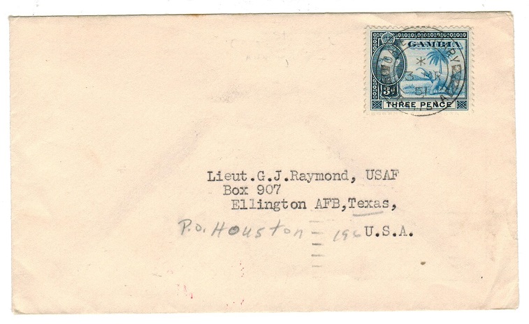 GAMBIA - 1951 cover to USA used at CAPE ST MARY.