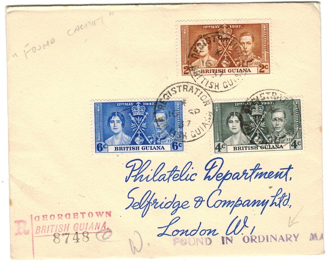 BRITISH GUIANA - 1937 FOUND IN ORDINARY MAIL cover to UK.