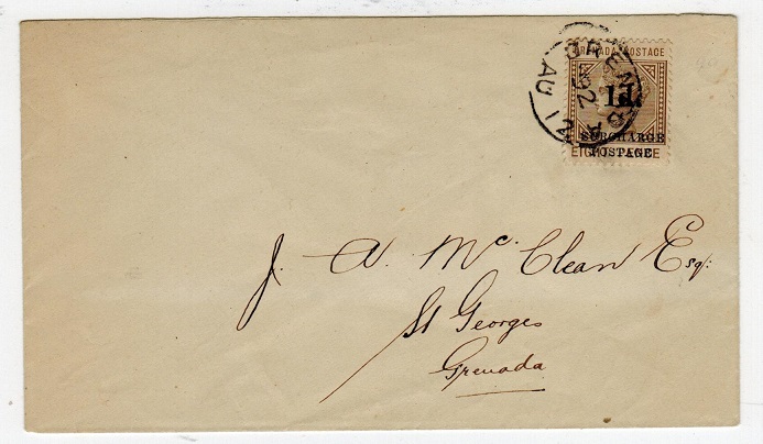 GRENADA - 1892 1d/8d surcharge local 