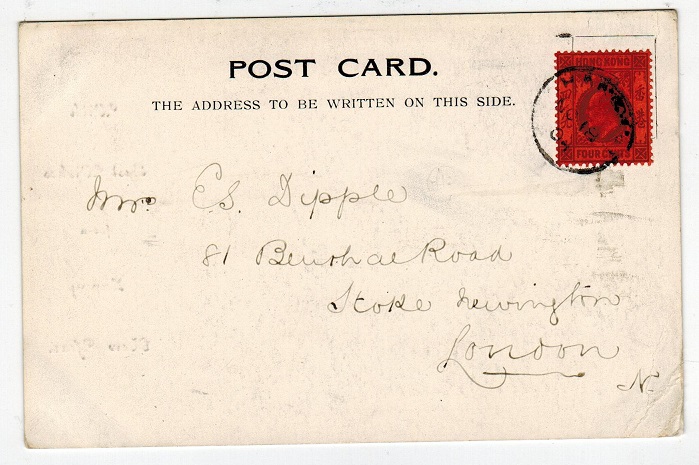 HONG KONG - 1904 postcard to UK used at HANKOW.
