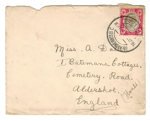 TRANSVAAL - 1905 cover used at ROBERTSHEIGHTS B.O.