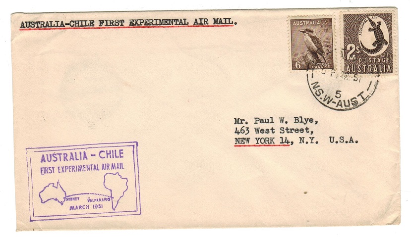 AUSTRALIA - 1951 first flight cover to USA.