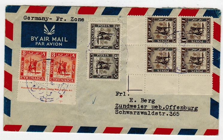 CYRENAICA EMIRATE - 1951 cover to Germany used at SIDI RAFA 2 with cds in 