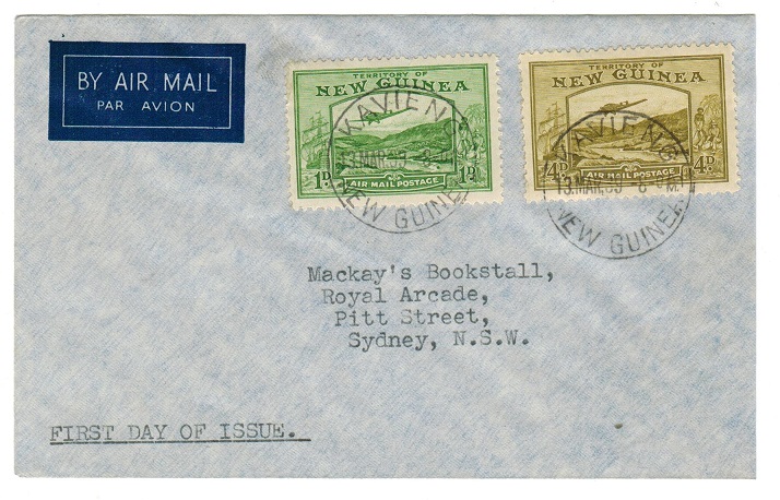 NEW GUINEA - 1939 1d and 4d used on first day cover to Australia.