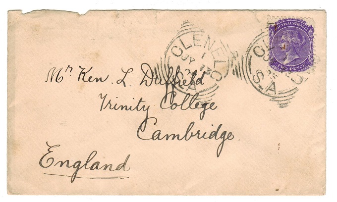 SOUTH AUSTRALIA - 1895 cover to UK with 2d used at CLENELC.