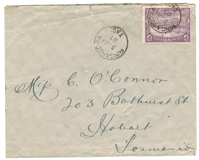 TASMANIA - 1907 local 2d rate cover used at RINGAROOMA.