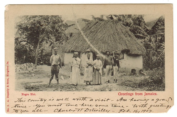 JAMAICA - 1903 postcard to USA cancelled by TITCHFIELD 