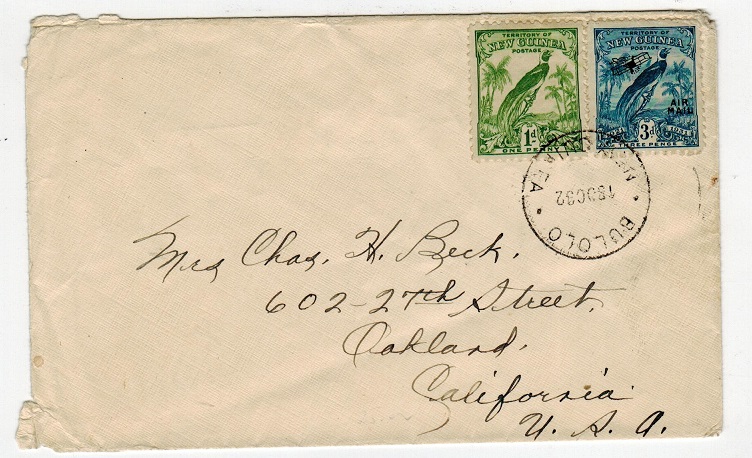 NEW GUINEA - 1932 cover to USA used at BULOLO.
