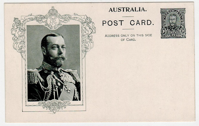 AUSTRALIA - 1911 1d unused CORONATION illustrated PSC in black.