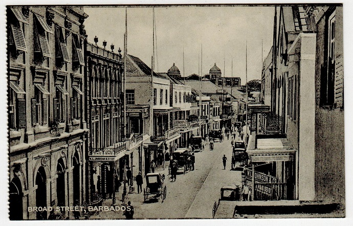 BARBADOS - 1910 unused postcard depicting BROAD STREET.